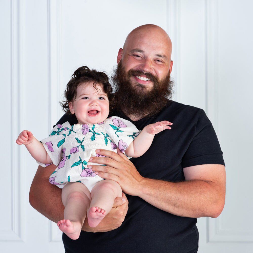 dad and baby during a first birthday session