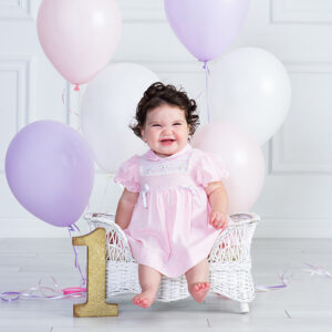 baby first birthday milestone portrait