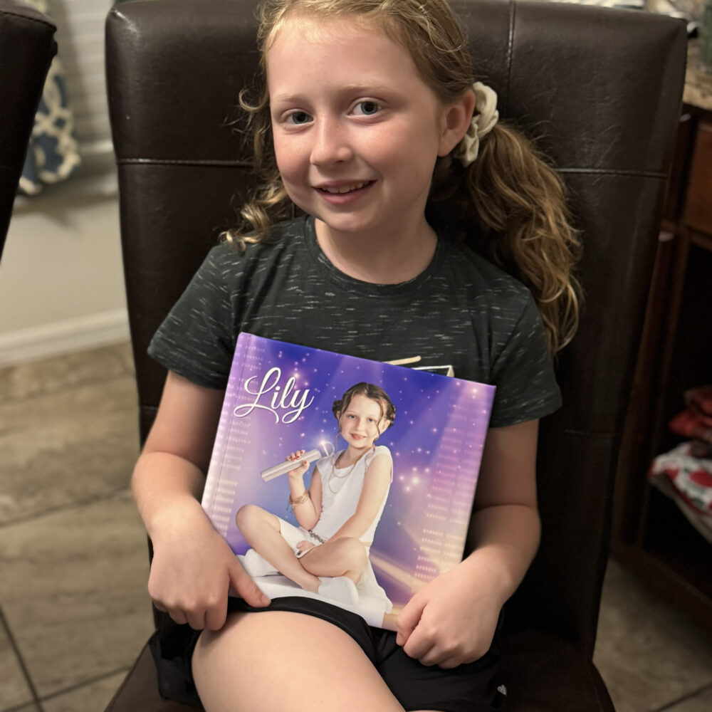 Child viewing artwork that reflects their personality and imagination.