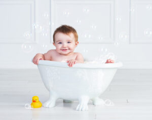 First birthday bathtub portrait at Cloud 9 Studios