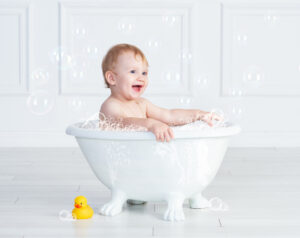 First birthday bathtub portrait at Cloud 9 Studios