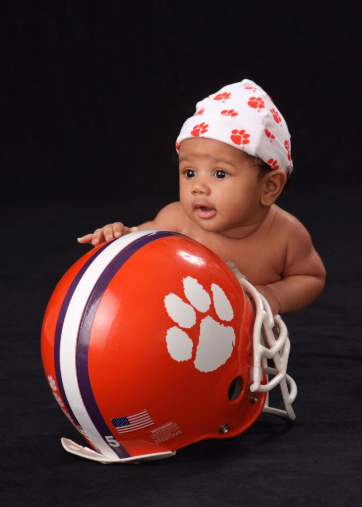 JB at his 3 month session pushing up over the Clemson helmet