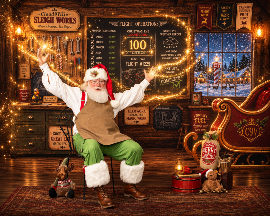 Santa celebrating Christmas at Cloud 9 Studios!